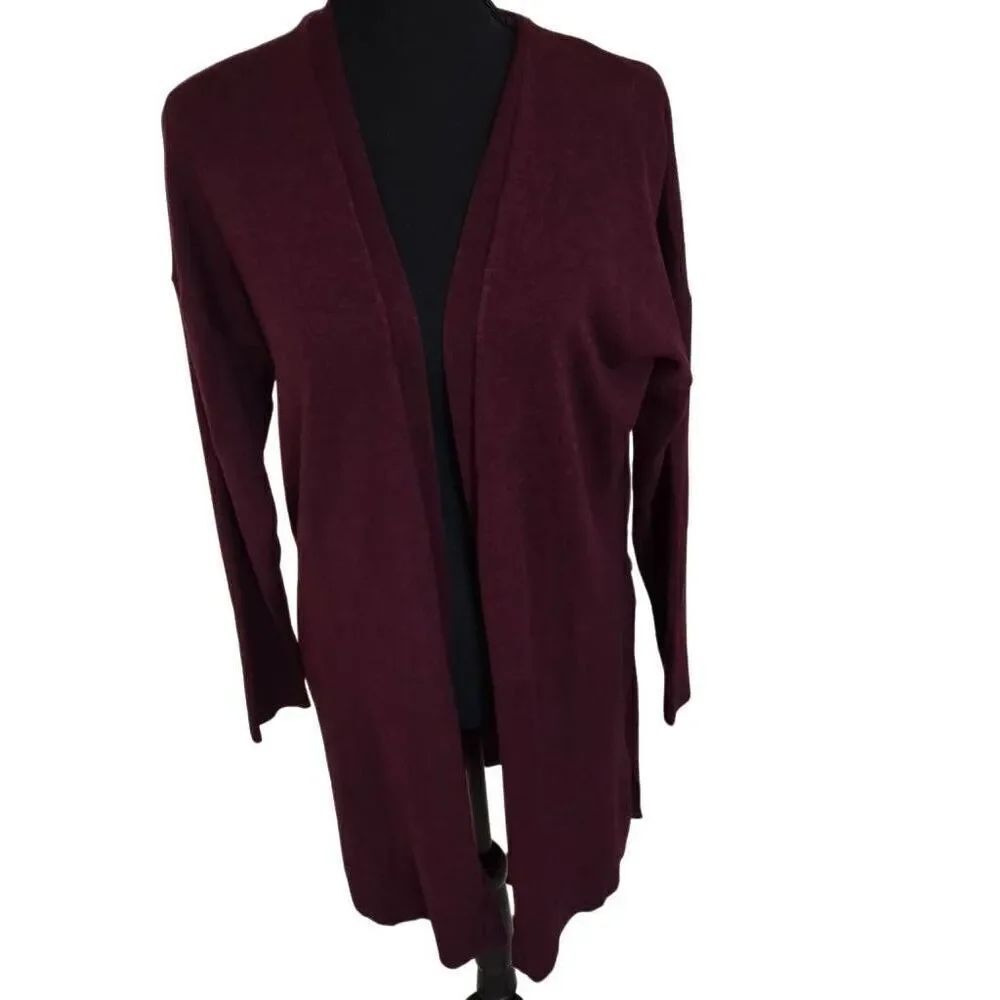 Philosophy Republic Clothing Womens Belted Open Duster Cardigan Maroon Sz Medium